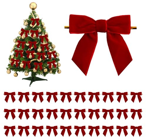 CHDZSW 30 Stück 8x8cm Weihnachten Schleifen, Weihnachtsschleifen, Weihnachtsbogen Geschenkschleife, weihnachtsdeko Rot, Weihnachtsbaum Bögen Weihnachtsdeko, für Weihnachtskranz Dekorationen Geschenke