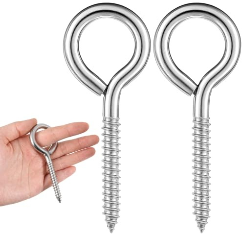 Yuomeaz 2 viti autofilettanti per occhi, M8, per carichi pesanti, gancio per occhi in acciaio inox 304, con capacità di carico di 500 lbs, per yoga, amache, altalene, cavi di fissaggio in legno