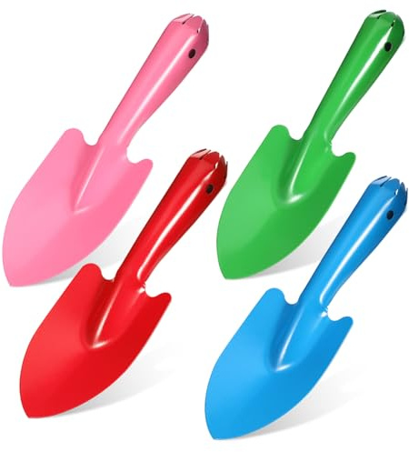 ROMISBABA 4 pièces Petite Pelle de Jardin Colorée pour Garçon Fille Léger et Sécurisé Outils Multifonctions pour Jeux Extérieurs Plage et Jardin Lot