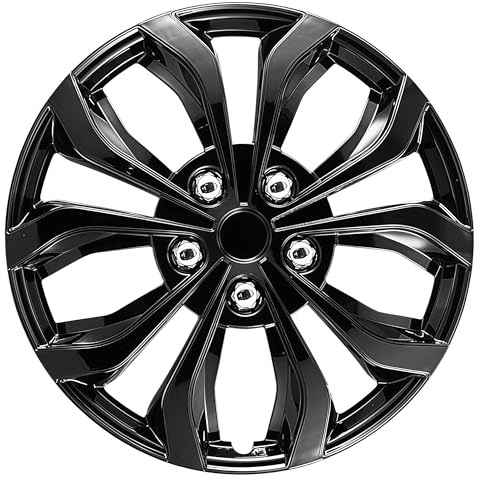 Wisgol Universelle Radkappen, 4er-Set, kompatibel mit Stahlfelgen, Snap-On Design, (Schwarz, 17 Zoll)