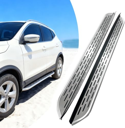 Estribos para Porsche MACAN 2014-2024, escalones laterales de aluminio con textura antideslizante, kit completo de instalación atornillada sin taladro (plateado, 2 piezas) (CKLY)