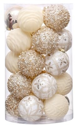 Palline di Natale in velluto da 2,36'', 25 pezzi, decorazioni for l'albero di Natale floccate, palline di plastica infrangibili con glitter, da appendere for feste(Champagne)