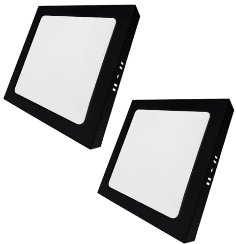 LUXULA 2 Stück LED Aufbauspot flach Schwarz 173x34mm 12W 1200lm, IP44 | IP44 Aufputz Spot, CCT 3000K 4000K 6000K einstellbar, Deckenlampe Aufbauleuchte für Bad, Küche, Flur und Wohnzimmer