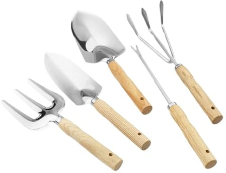 Generico Set Pala for Attrezzi da Giardino, Compatibile for Scavare cazzuola Giardinaggio for piantare Prati, Manico in Legno, Vanga in Acciaio Inossidabile