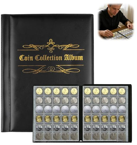 480 Stück Münzen Sammelalbum, Bis 27mm, Schwarz | Für 2 Euro Münzen, Mit Fallschutzklappe, Münzen Aufbewahrung, Geschenk Für Münzsammlung