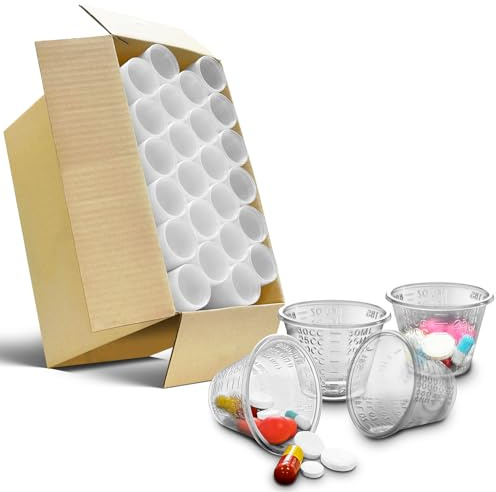 Bundle Pack, 2000x 30ml RE-GEN Clear Reusable Plastic Medication Kitchen Measuring Graduated Pot Cup Containers