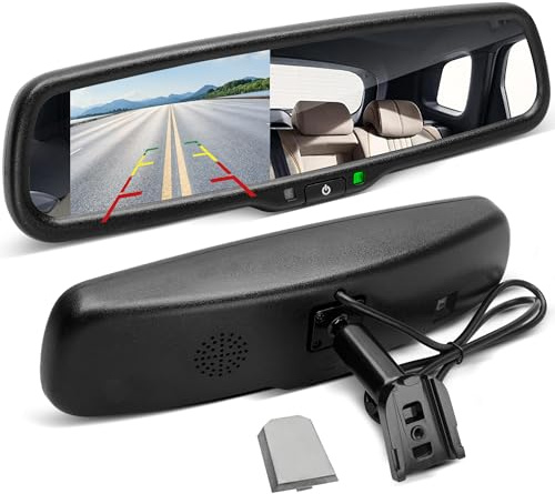 EWAY 4.3 LCD Rearview Mirror Screen OEM Look for Ford F150/250/350 2004-2015, Toyota Tacoma Corolla 2008-2014, Jeep Wrangler 2007-2018 Rear View Mirror Monitor Display with RCA for Backup Camera