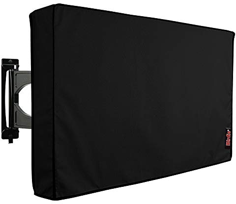 iBirdie Outdoor TV Cover 55 to 58 inch Weatherproof, Cover Size 55''L x 35''H, Waterproof for Outside Flat Screen 55 to 58 inch TV, Black, 600D Thick Fabric Screen Protector with Bottom