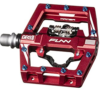 Funn Mamba S Pedali MTB Clipless, Con Clip su un Solo Lato, Compatibili Con Tacchette SPD, per Bicicletta Con Asse in CrMo da 9/16 Pollici per BMX/Ciclismo Gravel (Rosso)