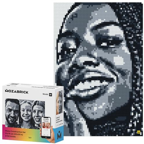 MOZABRICK Set M- Klemmbaustein Mosaik Foto Bausatz, personalisiertes Geschenk, Benutzerdefiniert, Bild Baukasten, Bauset, Pixel Art Kunst Steckbaustein Gemälde