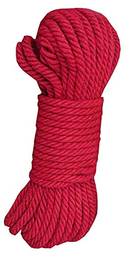 Fendawn Strive Corde de chanvre naturel - 8 mm - 20 mètres - Ficelle de jute pour travaux manuels, artisanat, bricolage, décoration, rouge