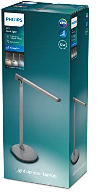 Philips lampe de bureau Sword 12W, 3 intensités, 6500/4000/2700 Kelvin, USB, noire