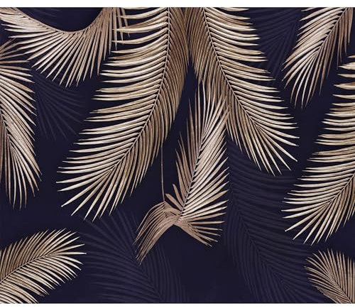 decomonkey Fototapete Blätter 300x210 cm Tapete Fototapeten Vlies Tapeten Vliestapete Wandtapete moderne Wand Wandbild Schlafzimmer Wohnzimmer Wanddeko Palmen Laub blau