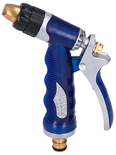 Gartenschlauchsprüher, PVC-Messing-Handwasserschlauchdüse, Gartenschlauchdüse zum Gießen, Reinigen, Autowaschen, Duschen von Haustieren(Blau)