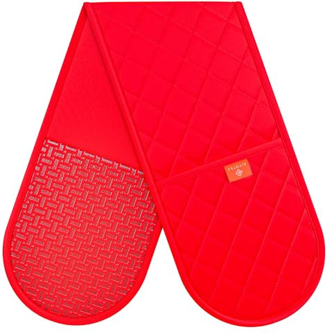 Red Oven Gloves Double Protection by Kiyotsu: Sophisticated Heat Defense in Bold, Vibrant Red