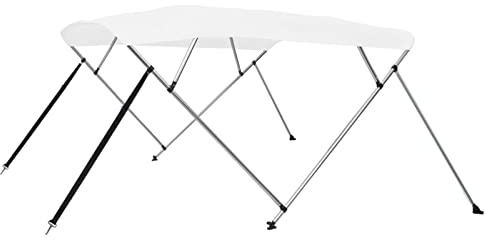 BULANED Toldo Bimini de 4 Arcos, Bimini para Barcos, Toldos Barco, Funda para Barco, Funda para Barcofunda para Barco, Blanco 243x196x137 cm