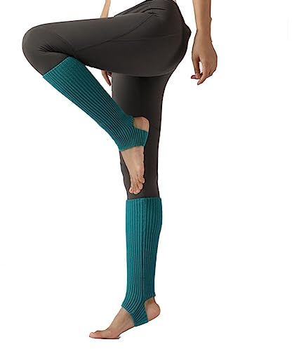 Yurosiay Gestrickte Ballett Stulpen 43cm Tanzstulpen Mädchen Damen Winter Warm Beinstulpen Strick Mit Fersenloch Weich Legwarmer Beinwarmer Stulpen für Yoga Ballett Tanz Fitness Schwarz