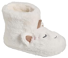 Vertbaudet Hohe Mädchen Plüsch-Hausschuhe weiß 34/35