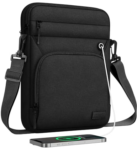 MoKo Borsa Custodia per Tablet da 13.3-14 Pollici, Compatibile con Mac Neo (A18 Pro), Mac Air 13 M5, MacPro 14 M5 Pro/Max, Borsa Multifunzionale con Tracolla e Porta per Cuffie, Nero