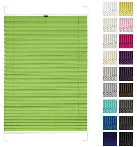 Rettika® Plissee mit Bohren, Breite: 70 cm, Höhe: 80 cm, Pistazien, Fensterrollo Sonnenschutz, Plisseerollo innen, Rollo für Fenster mit Bohren