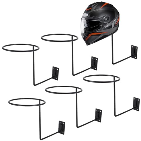 Helmhalterung Wand,Motorradhelm Halterung,6er-Set,Schwarz | Helm Halterung Wand für Helme,Hüte & Jacken,Fahrradhelm Hut Display Rack,Platzsparende Aufbewahrung für Garage & Zuhause