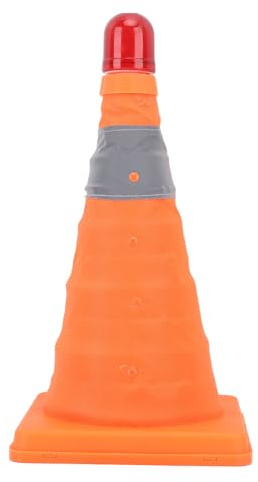 Cono de Seguridad, Cono de Tráfico Plegable con Luz de Advertencia LED Visibilidad Mejorada para la Noche Base Reforzada con Tela Resistente, Conos
