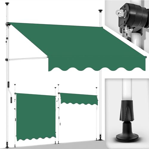 JJENXYYDS Balkonmarkise Klemmmarkise mit Handkurbel Balkon UV-Beständig Markise Wandmontage Balkon mit Manueller Handkurbel für Terrasse Balkon,350cm