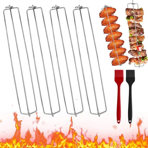 4 Pezzi Supporto Pollo Spiedini Acciaio Spiedini Acciaio Inox Spiedini Per Barbecue Binari In Acciaio Inox per Ali Di Pollo Griglia per Ali di Pollo per Barbecue con Ali di Pollo Picnic All'Aperto