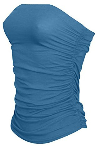 Womens Plain Bandeau Side Ruched Gather Crop Top Ladies Everyday Use Party Wear Boob Tube Crop Top Strapless Printed Vest Crop Bra Top Bralet Plus Size UK 8-26