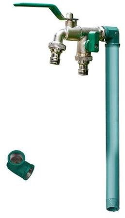 WXXSHGDW 304 Fontana da Giardino in Acciaio Inossidabile, Fontana da Giardino Esterno, Fontana Giardino Antigelo, Rubinetto a Doppia Uscita, per Irrigazione e Innaffiamento Del Giardino(Green,40cm/16i