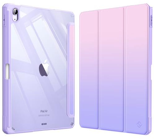 Fintie Hybrid Hülle für iPad Air 11 Zoll, iPad Air 5./4. Generation 10,9 | Schlankes stoßfestes Schutzhülle mit Stifthalter, Transparente Hartschale, Standfunktion für Tippen & Ansehen, Fanstasy Ombre