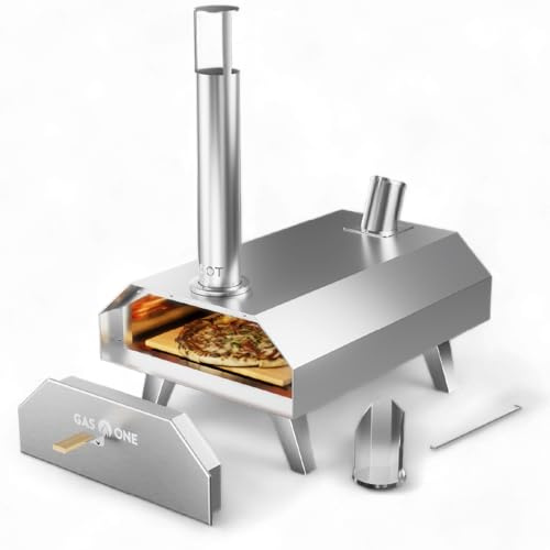 GasOne Pizzaofen Outdoor - 30,5 cm Holzpellet Tragbarer Pizzaofen - Pizzamaker Ofen für Party, Wohnmobil, Camping - Pizzabereiter - Edelstahl Pizzakocher