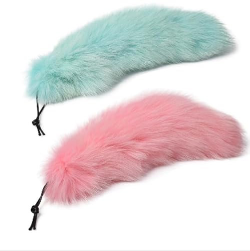 Nocyclonic 2 Pieces Fuchsschwanz Anhänger 40cm Tail, Schlüsselanhänger Für, Pelziger Schlüsselanhänger Mit Schwanz für Handtaschen -Cosplay (28)