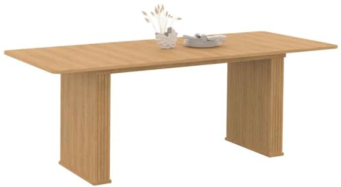 IDMarket - Table à Manger Extensible Rectangle Juliette 6-10 Personnes Pieds Lattes tasseau Bois Coloris chêne 160-200cm