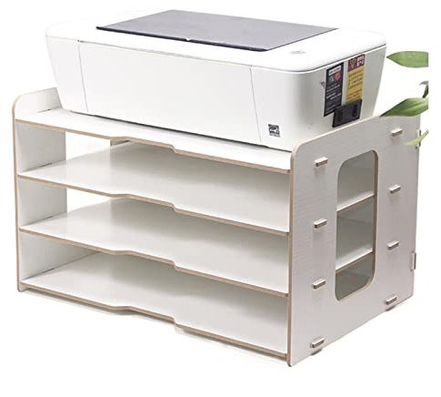 Schreibtisch-Druckerständer aus Holz mit mehrschichtigem Aktenhalter und 4 Fächern, Büro-Bücherregal, A3-Papier-Aufbewahrungsbox und Informationsbox, A4-Druckerregal und Regal für Büroorganisation.