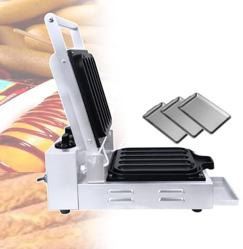 forplubossmmp Commercial Non-Stick Waffle Stick Maker, Electric Egg Sausage Roll Machine Baking Tray 173 * 32mm, Waffle Baker Machine for Hot Dog Stick, Dough Sticks, Waffle Cones - w/3 Dish Plate