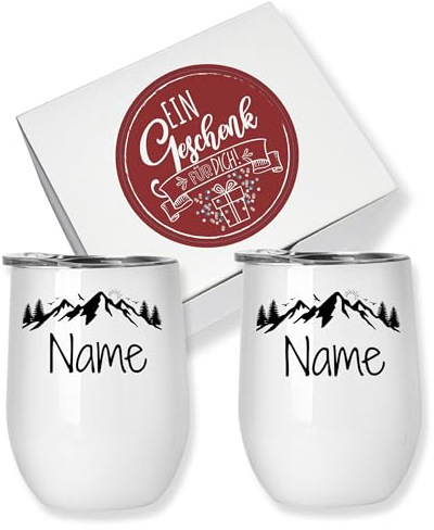 GRAZDesign Weinbecher Set als Geschenk Camper, Glühweinbecher Thermobecher mit Namen personalisiert