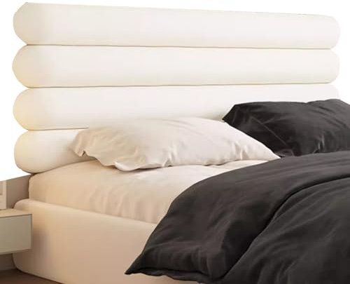 3D-Mikrofasergewebe, gepolstertes Kopfteil, Wandpaneele für Kinderzimmer, Spielzimmer, kollisionssicher, abnehmbar, All-in-One-Design (A, Weiß, 100 x 60 cm)