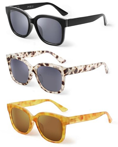 JM 3 Pack Occhiali Da Lettura Per Donne, Occhiali Da Sole Oversize, Lettori Di Lenti Complete Con Cerniera Primaverile +2.0