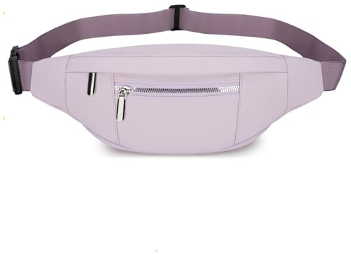 QUKUDS Riñoneras Mujer Hombre, Riñonera Impermeable Bolso de Cintura Deportiva con Cinturón Ajustable para Viajes Casual Senderismo Bici Entrenamiento Paseo de Perro (Morado)