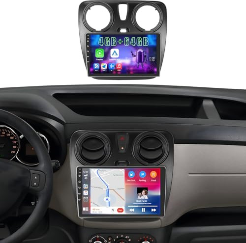 4+64GB Android 15 Radio de Coche para Renault Lodgy 2021,Dokker 2012-2020 Wireless Carplay Android Auto, Pantalla Táctil 9 Pulgadas Bluetooth 2 DIN con GPS, WiFi, RDS FM, EQ, Cámara de Visión Trasera