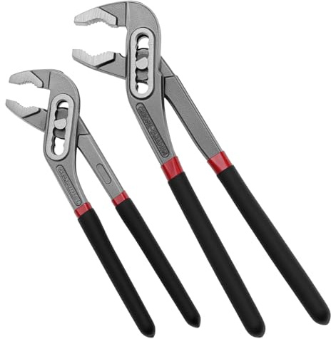 QWORK® Alicates Extensibles 200 mm y 300 mm, Apertura de Mandíbula hasta 70/100 mm - Tenaza para Bombas de Agua con Empuñaduras de Goma Antideslizantes