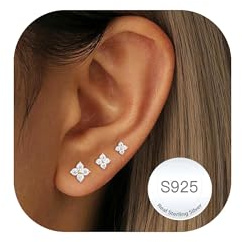 DORANA 3 Paar Ohrringe Silber 925 Für Damen Hypoallergen Ohrstecker Silber Klein 925 Damen Ohrringe Silver Huggie Sets Für Frauen Mehrere Piercings