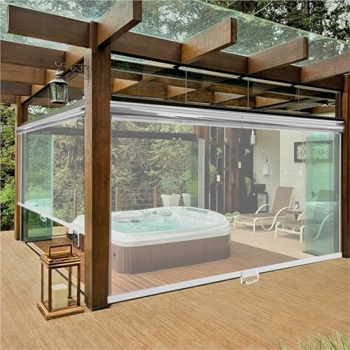 Clear PVC Roller Blinds for Outdoor Patio Waterproof Roll Up Blinds for Supermarket Transparent Windproof Balcony Curtains Outdoor Patio/Balcony/Gazebo Indoor Kitchen/Bathroom(W60xH180cm)