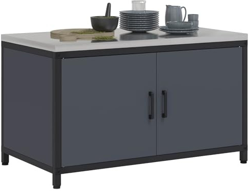 vidaXL Almacenamiento de Cocina HATTEM Gris Antracita 90 x 50 x 53 cm, Cocina, soluciones de Almacenamiento, estanterías rectangulares, diseño Funcional, Muebles Exteriores
