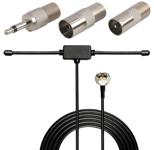 Jecdfs Antena de Radio FM y Dab con Cable de Extensión de 3 Metros, para Sistemas de Audio, Receptores Estéreo y Cine en Casa, Mejora la Recepción de Señales de Radio