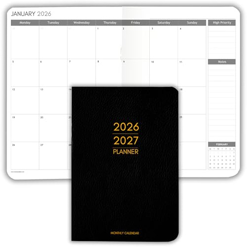 Agenda tascabile 2026-2027, formato A6 piccolo, si adatta alla tua tasca, calendario biennale, carta da 120 g/m², design portatile e durevole (mono)