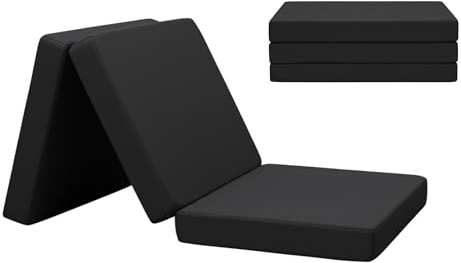 Sapphire Collection Waterproof Z Bed Cube Folding Mattress – Big Size Tri-Fold Guest Bed for Adults, Soft & Comfortable Futon for Travel, Camping, Guest, Studio, Dorm (Black, 76.5 x 31.5 x 5.5)