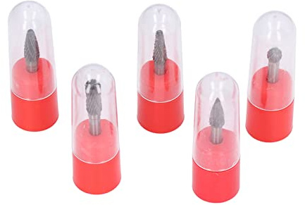 5Pcs 6x8mm Tungsten Steel Burr Files Set, Rotating Grinding Burrs for Woodworking Carving Polishing, High Hardness Tungsten Steel Burr Heads with Plastic Storage Box, Ideal for Met