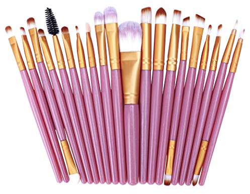 Brochas de Maquillaje 20 piezas Pinceles de Maquillaje Profesional Fibra Sintética para las Cejas, Facial, Base de Maquillaje, Polvos, Crema,Blush Concealers Kit de pinceles (Rose Golden)